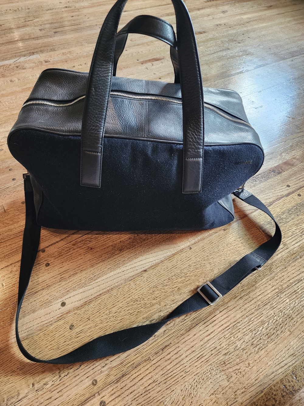 Black Men's Weekender Bag - Leather & Canvas Shoulder Tote